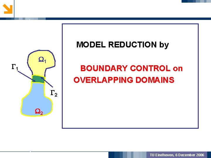 GEOMETRIC PREPROCSSING 1 MODEL REDUCTION by 1 BOUNDARY CONTROL on OVERLAPPING DOMAINS 2 MODEL