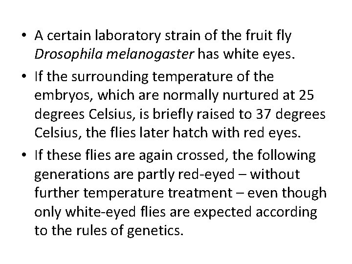  • A certain laboratory strain of the fruit fly Drosophila melanogaster has white