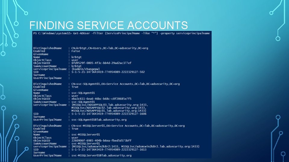 FINDING SERVICE ACCOUNTS FINDING SERVICE ACCOUNTS