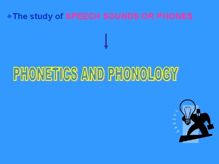 The study of SPEECH SOUNDS OR PHONES 