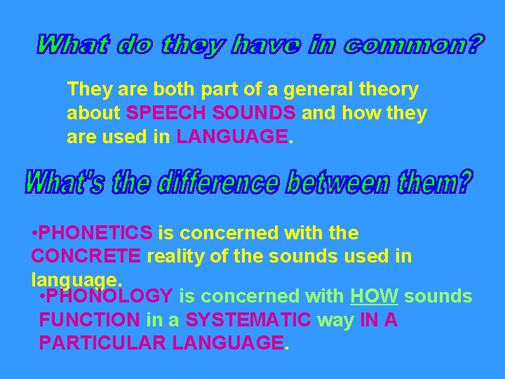 They are both part of a general theory about SPEECH SOUNDS and how they