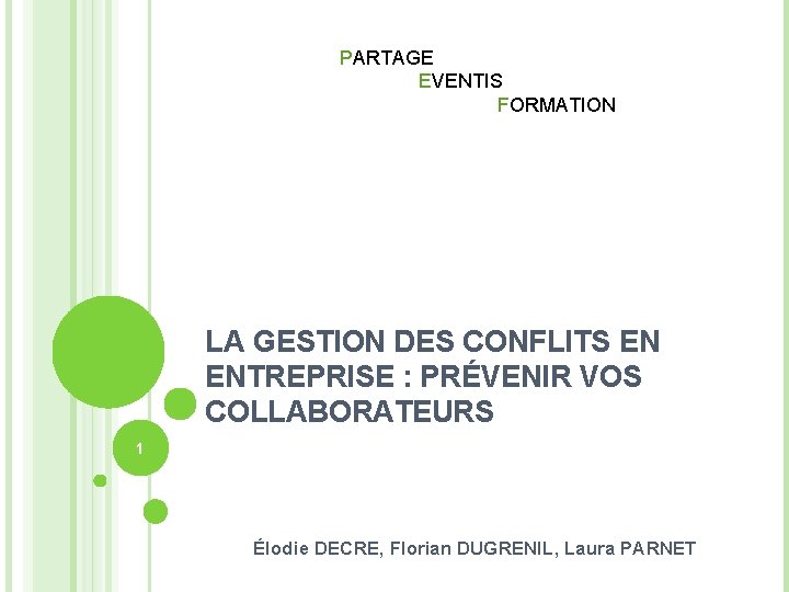 PARTAGE EVENTIS FORMATION LA GESTION DES CONFLITS EN ENTREPRISE : PRÉVENIR VOS COLLABORATEURS 1 PARTAGE EVENTIS FORMATION LA GESTION DES CONFLITS EN ENTREPRISE : PRÉVENIR VOS COLLABORATEURS 1