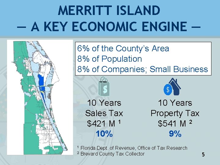 MERRITT ISLAND — A KEY ECONOMIC ENGINE — 6% of the County’s Area 8%