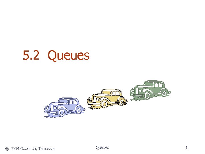 5. 2 Queues © 2004 Goodrich, Tamassia Queues 1 