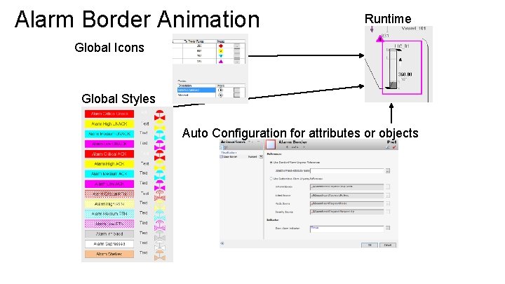 Alarm Border Animation Runtime Global Icons Global Styles Auto Configuration for attributes or objects