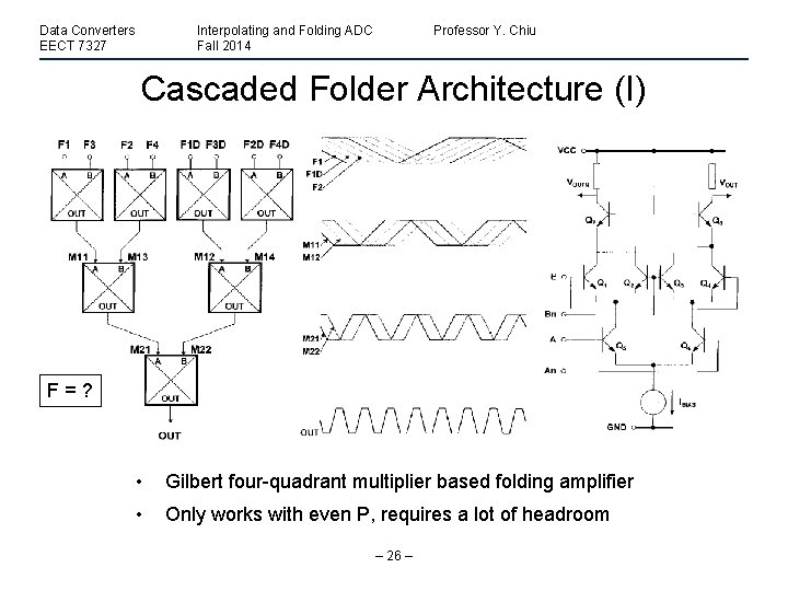 Data Converters EECT 7327 Interpolating and Folding ADC Fall 2014 Professor Y. Chiu Cascaded