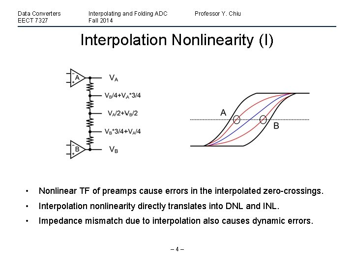 Data Converters EECT 7327 Interpolating and Folding ADC Fall 2014 Professor Y. Chiu Interpolation