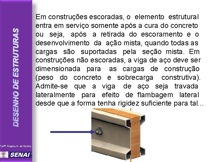 DESENHO DE ESTRUTURAS Profª. Angela A. de Souza Em construções escoradas, o elemento estrutural