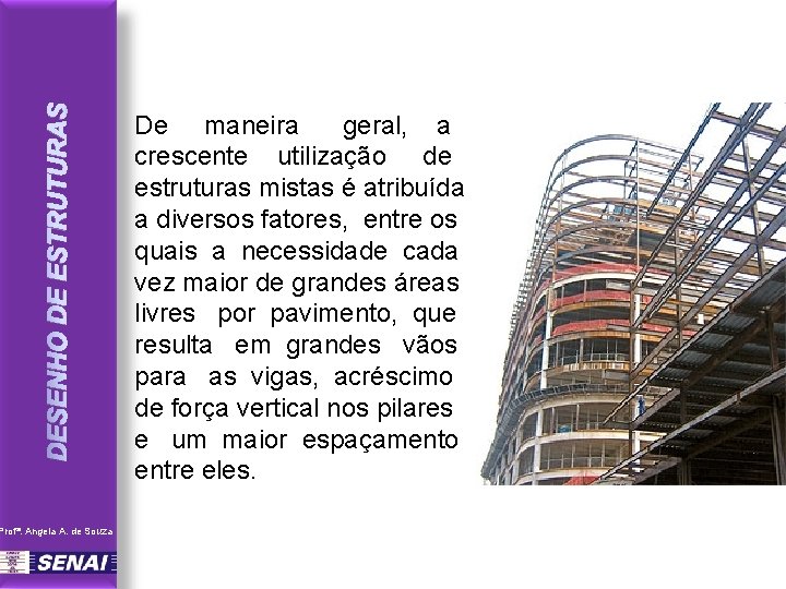 DESENHO DE ESTRUTURAS Profª. Angela A. de Souza De maneira geral, a crescente utilização