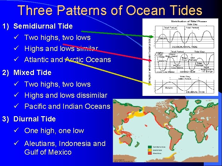 Three Patterns of Ocean Tides 1) Semidiurnal Tide ü Two highs, two lows ü