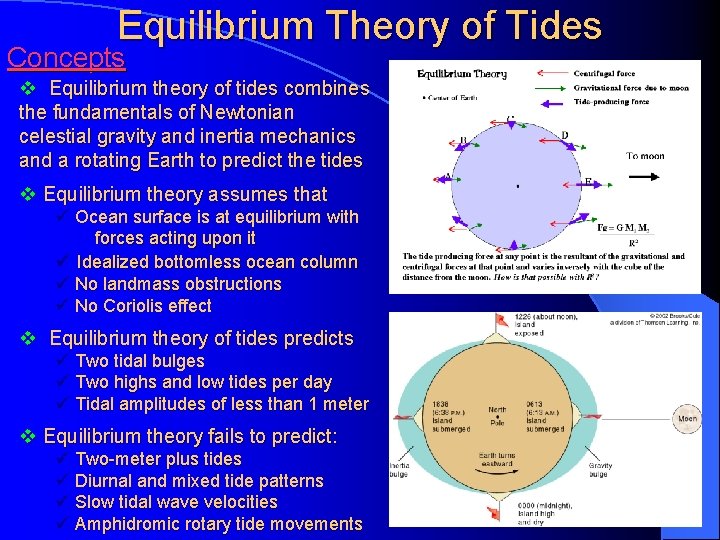 Equilibrium Theory of Tides Concepts v Equilibrium theory of tides combines the fundamentals of
