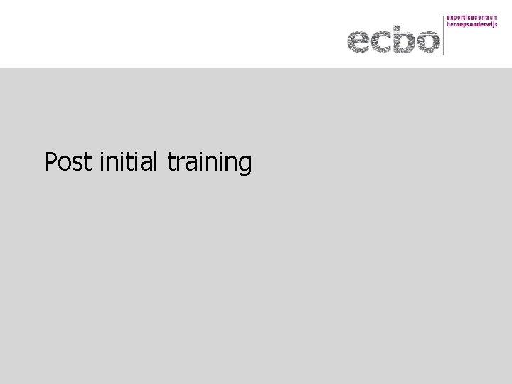 Post initial training 