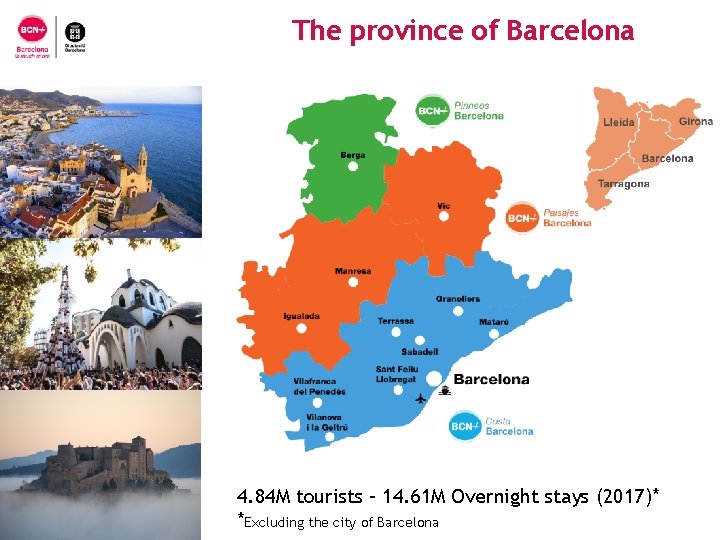 The province of Barcelona 4. 84 M tourists – 14. 61 M Overnight stays