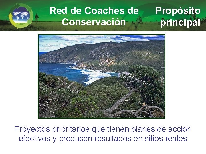 Red de Coaches de Conservación Propósito principal Proyectos prioritarios que tienen planes de acción