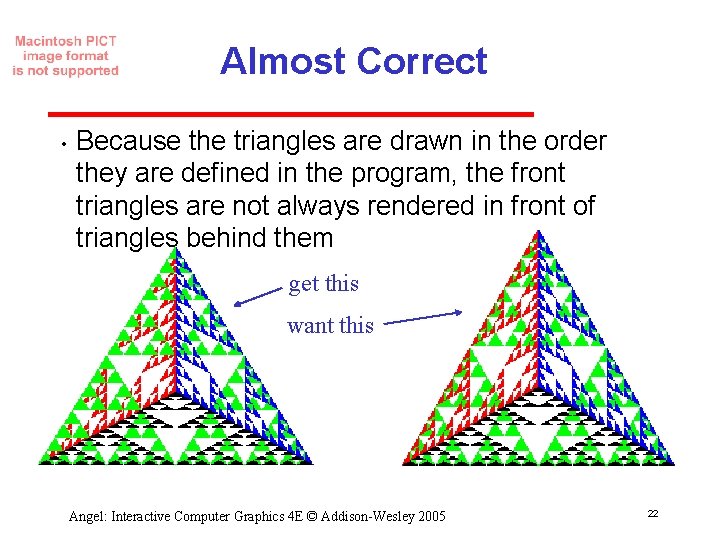 Almost Correct • Because the triangles are drawn in the order they are defined