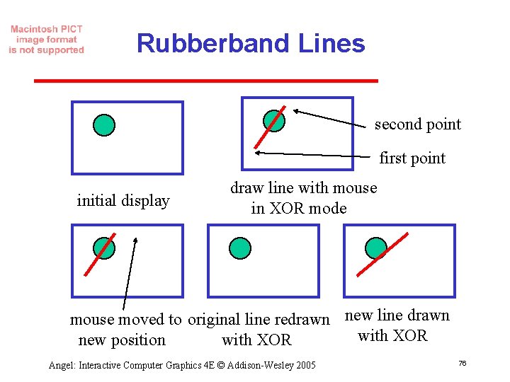 Rubberband Lines second point first point initial display draw line with mouse in XOR