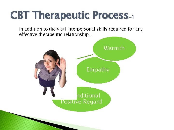 CBT Therapeutic Process-1 In addition to the vital interpersonal skills required for any effective