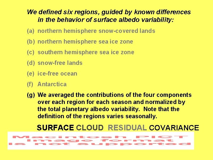We defined six regions, guided by known differences in the behavior of surface albedo
