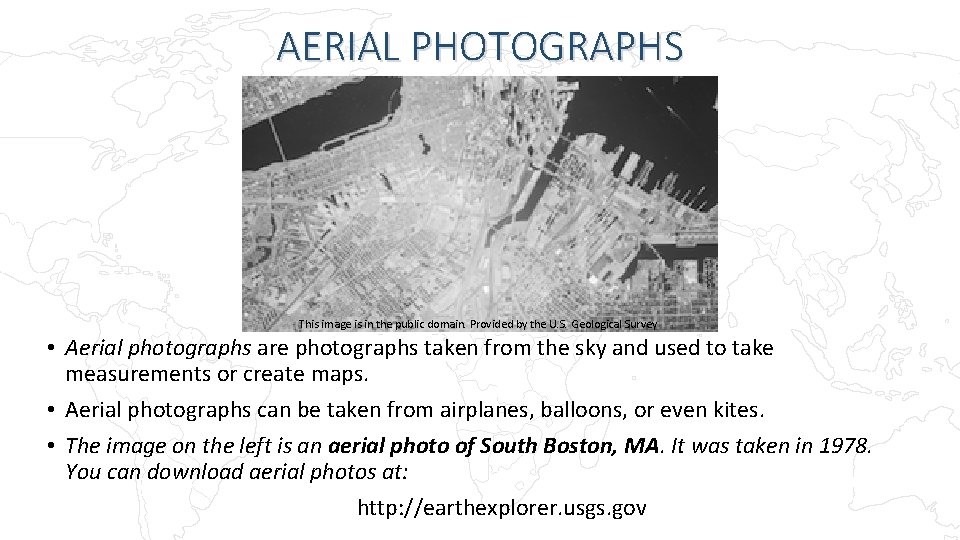 AERIAL PHOTOGRAPHS This image is in the public domain. Provided by the U. S.