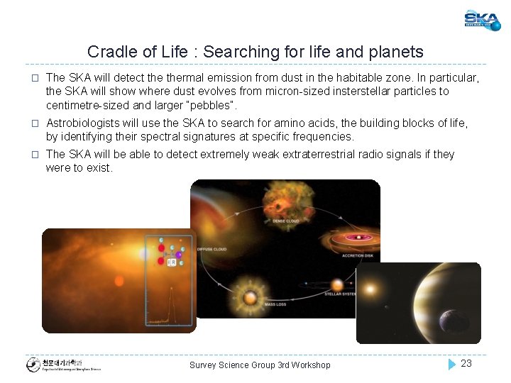 Cradle of Life : Searching for life and planets � The SKA will detect