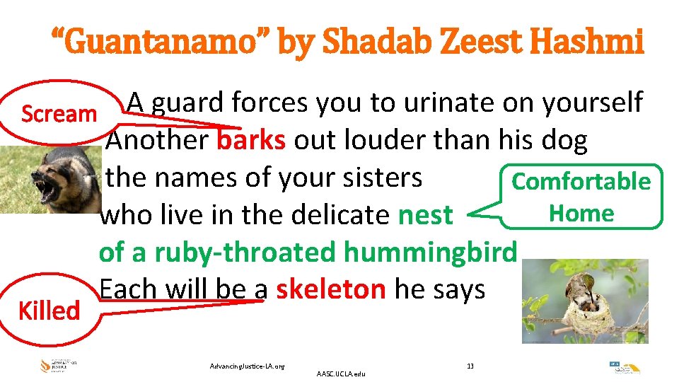 “Guantanamo” by Shadab Zeest Hashmi Scream A guard forces you to urinate on yourself
