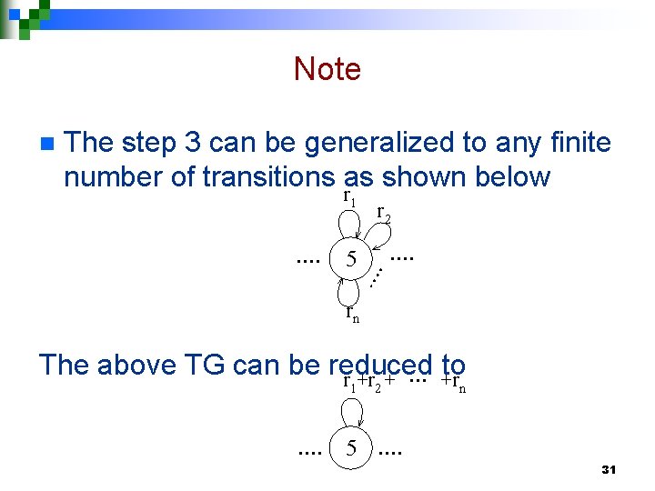 Note n The step 3 can be generalized to any finite number of transitions