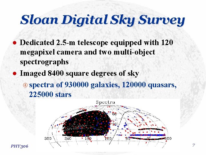 Sloan Digital Sky Survey l l Dedicated 2. 5 -m telescope equipped with 120