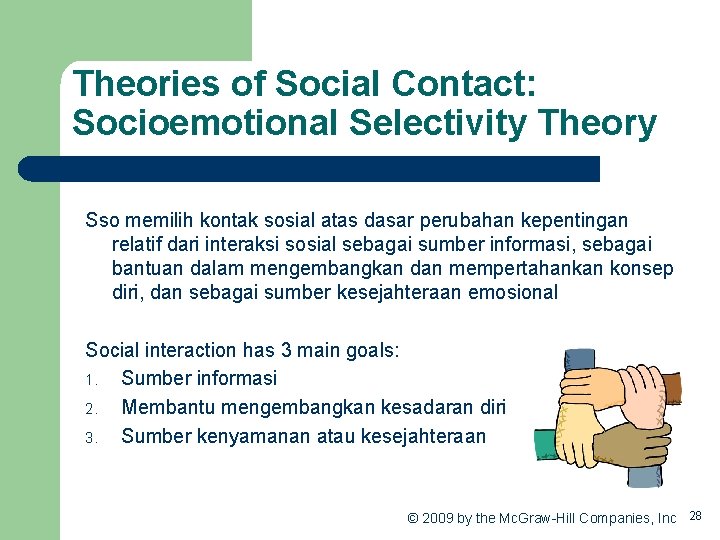 Theories of Social Contact: Socioemotional Selectivity Theory Sso memilih kontak sosial atas dasar perubahan