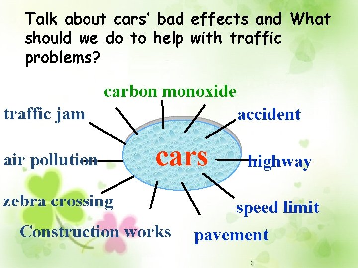 Talk about cars’ bad effects and What should we do to help with traffic Talk about cars’ bad effects and What should we do to help with traffic