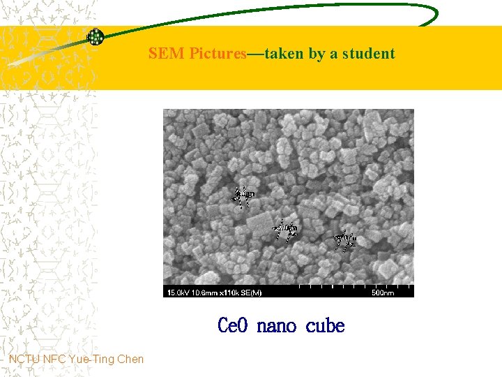 SEM Pictures—taken by a student Ce. O nano cube NCTU NFC Yue-Ting Chen 