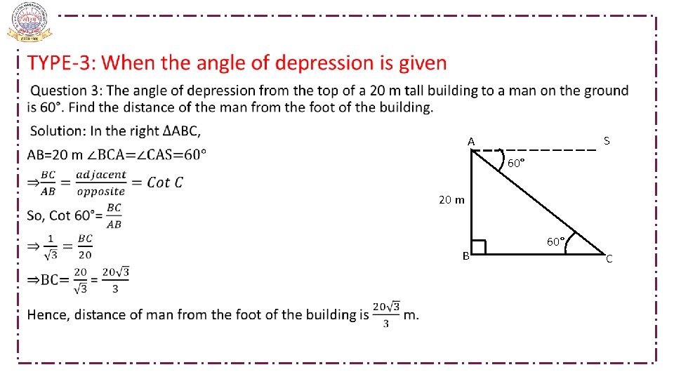  • S A 60° 20 m B 60° C 