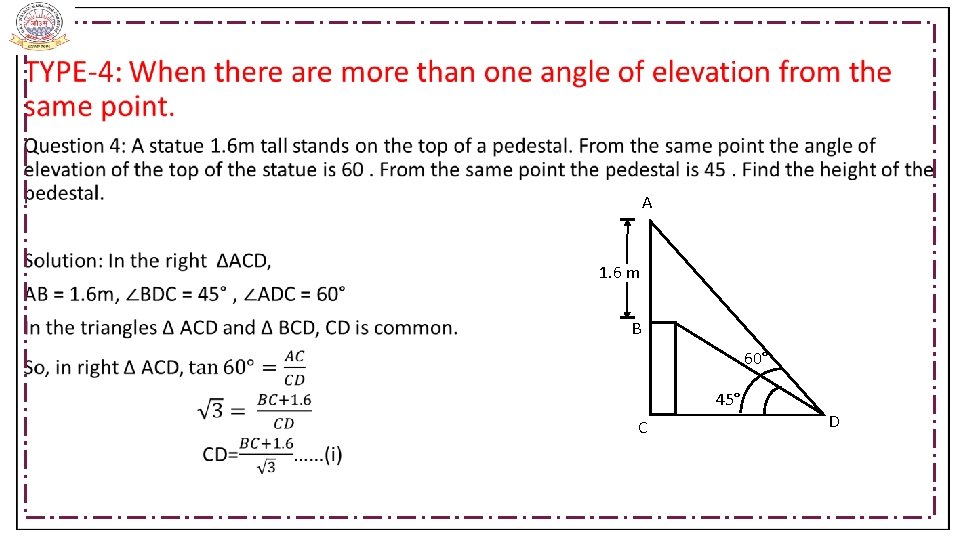  • A 1. 6 m B 60° 45° C D 