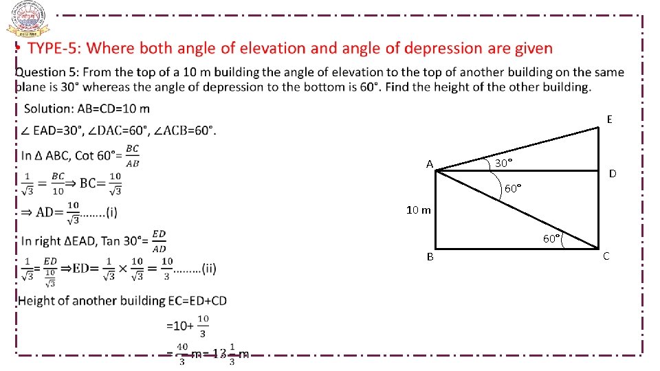  • E A 30° D 60° 10 m 60° B C 