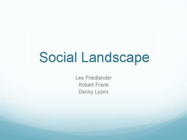 Social Landscape Lee Friedlander Robert Frank Danny Lyons 