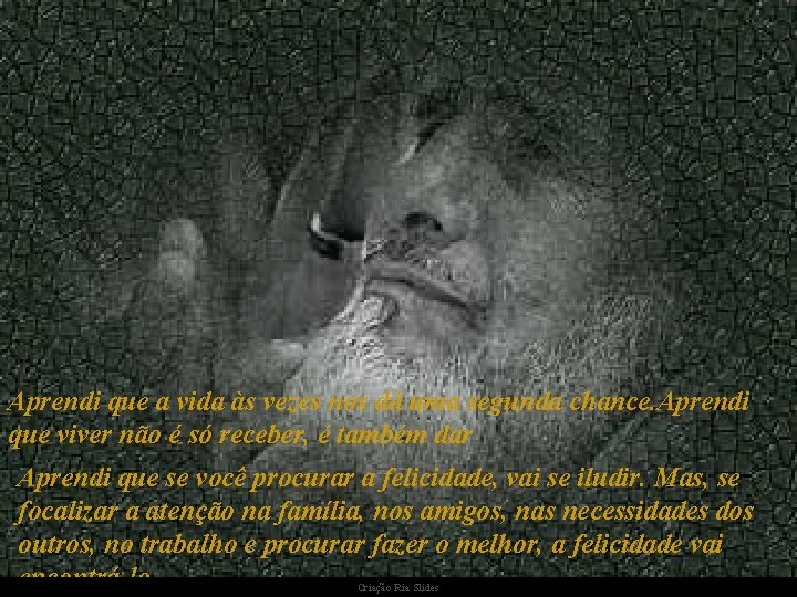 Aprendi que a vida às vezes nos dá uma segunda chance. Aprendi que viver