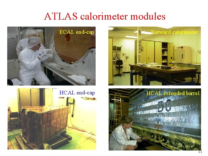 ATLAS calorimeter modules ECAL end-cap Forward calorimeter HCAL end-cap HCAL extended barrel 11 