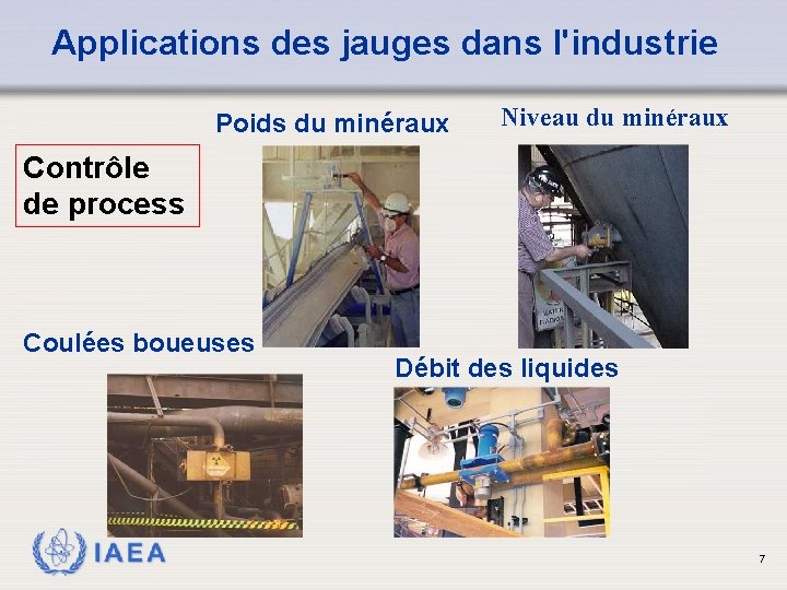 Applications des jauges dans l'industrie Poids du minéraux Niveau du minéraux Contrôle de process