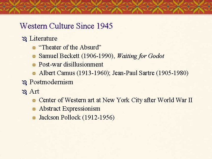 Western Culture Since 1945 Ô Literature ] ] Ô Ô “Theater of the Absurd”
