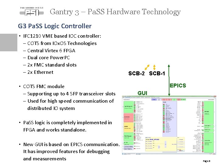 Gantry 3 – Pa. SS Hardware Technology G 3 Pa. SS Logic Controller •