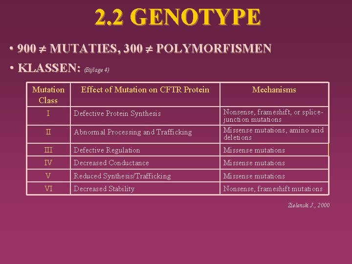 2. 2 GENOTYPE • 900 MUTATIES, 300 POLYMORFISMEN • KLASSEN: (Bijlage 4) Mutation Class