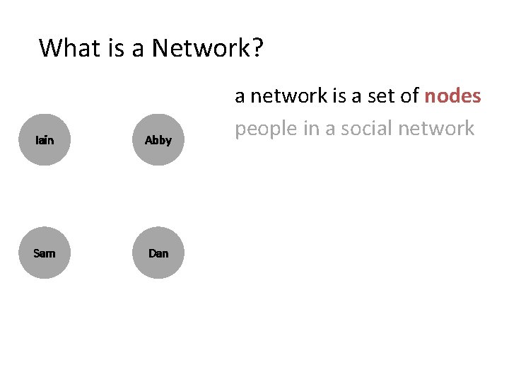 What is a Network? Iain Abby Sam Dan a network is a set of