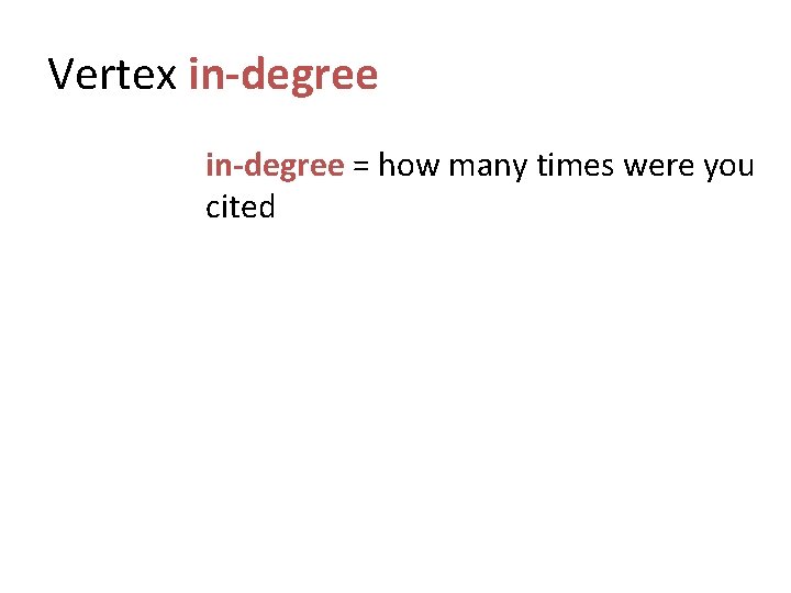 Vertex in-degree = how many times were you cited 
