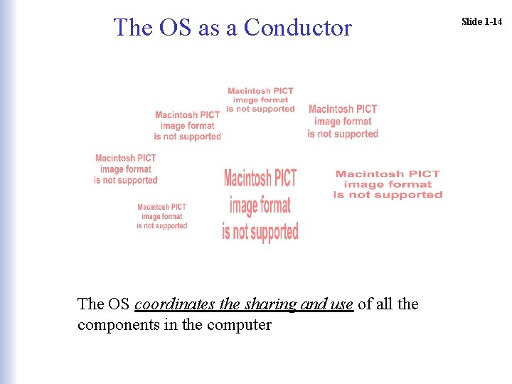 The OS as a Conductor The OS coordinates the sharing and use of all The OS as a Conductor The OS coordinates the sharing and use of all