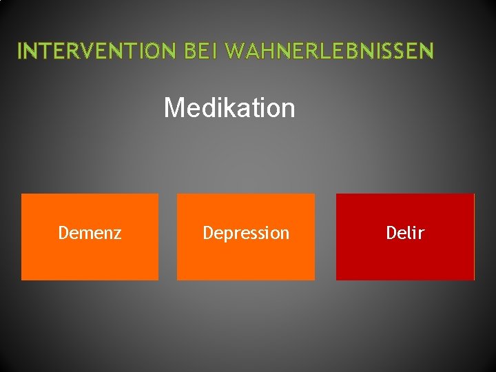 INTERVENTION BEI WAHNERLEBNISSEN Medikation Demenz Depression Delir 