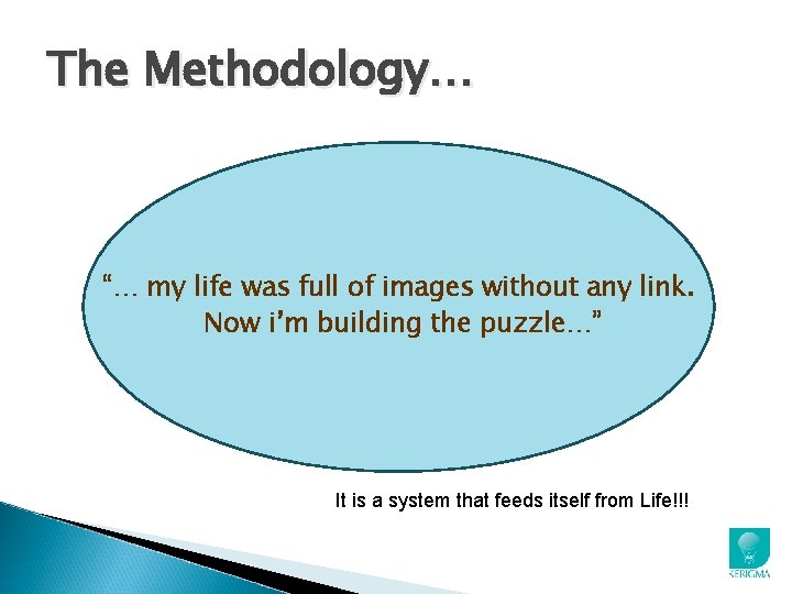 The Methodology… “… my life was full of images without any link. Now i’m