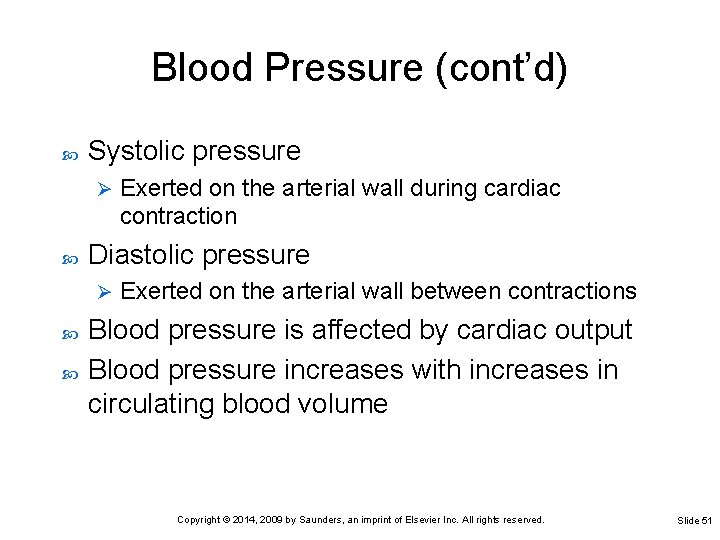 Blood Pressure (cont’d) Systolic pressure Ø Diastolic pressure Ø Exerted on the arterial wall Blood Pressure (cont’d) Systolic pressure Ø Diastolic pressure Ø Exerted on the arterial wall