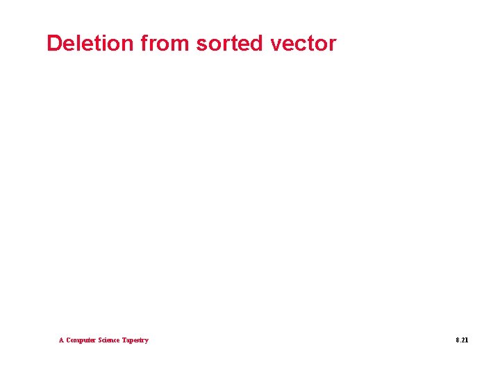 Deletion from sorted vector A Computer Science Tapestry 8. 21 
