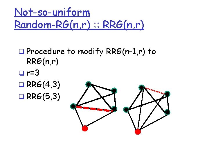 Not-so-uniform Random-RG(n, r) : : RRG(n, r) q Procedure to modify RRG(n-1, r) to