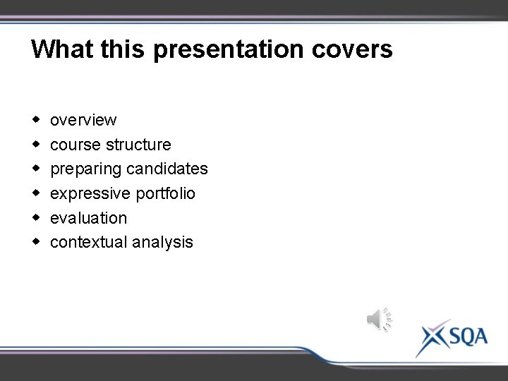 What this presentation covers w w w overview course structure preparing candidates expressive portfolio