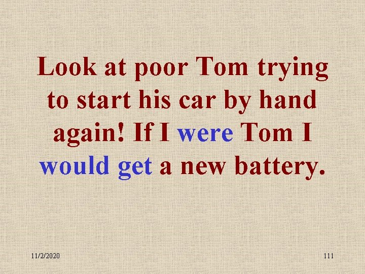 Look at poor Tom trying to start his car by hand again! If I